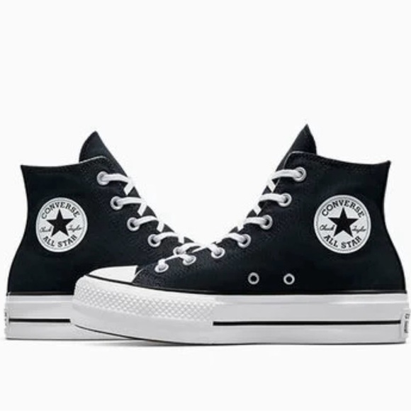 Converse Chuck Taylor All Star Lift Platform Black and White High-Top Sneakers - Picture 5 of 16